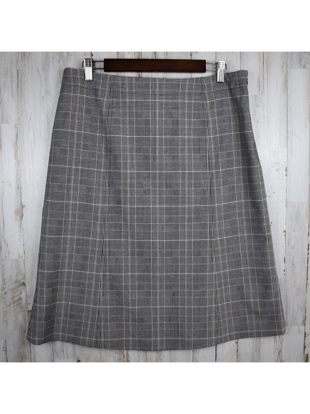 Vintage Y2K Plaid Skirt Women's Size 12 Gray Pink Stretch Preppy Academia Grunge